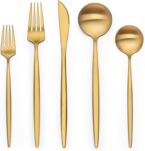 30 Piece Gold Silverware Set for 6, LOVEWEE Stainless Steel Flatware Set, Gold Cutlery Set Utensils Set, Tableware Include Forks Knives Spoons for Home Kitchen Restaurant Wedding, Satin Finish