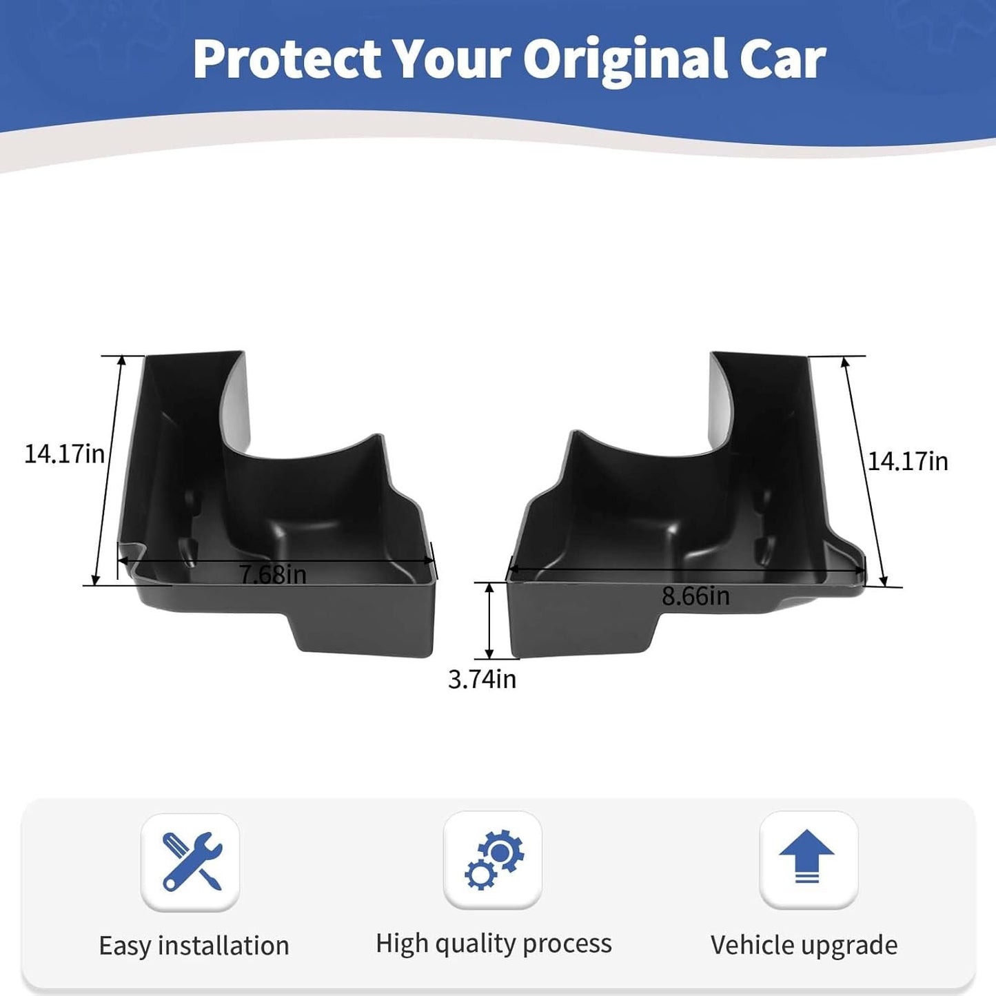 RT-TCZ for Wrangler JK Rear Trunk Storage Box, Trunk Side Tray Organizer for Jeep Wrangler JK JKU 4 Door 2011-2017 Black Interior Storage Accessories 2pcs