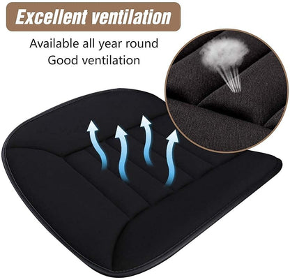 MYFAMIREA Car Seat Cushion Pad 2 Pack Sciatica Pain Relief Comfort Seat Protector for Car Driver Seat Office Chair Home Use Memory Foam Seat Cushion with Non Slip Bottom Black
