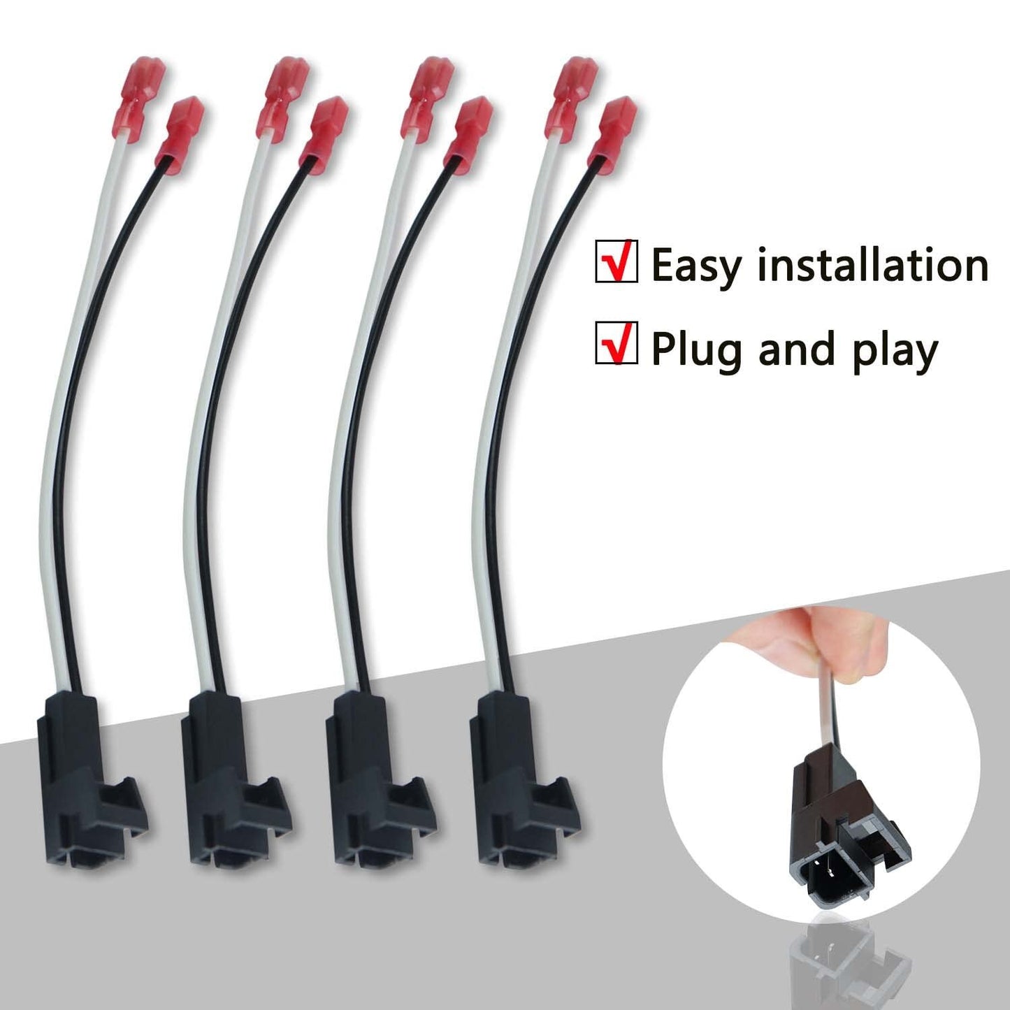 4 Pack Speaker Harness Replacement for GM Motors Buick Front Rear Door Speaker Wiring Harness Adapter 72-4568 - Door Speaker Replacement