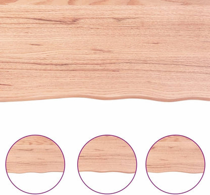 Table Top Light Brown 80x50x6 cm Treated Solid Oak Wood, Handcrafted Live Edge Finish Versatile for Dining & Kitchen Replacement