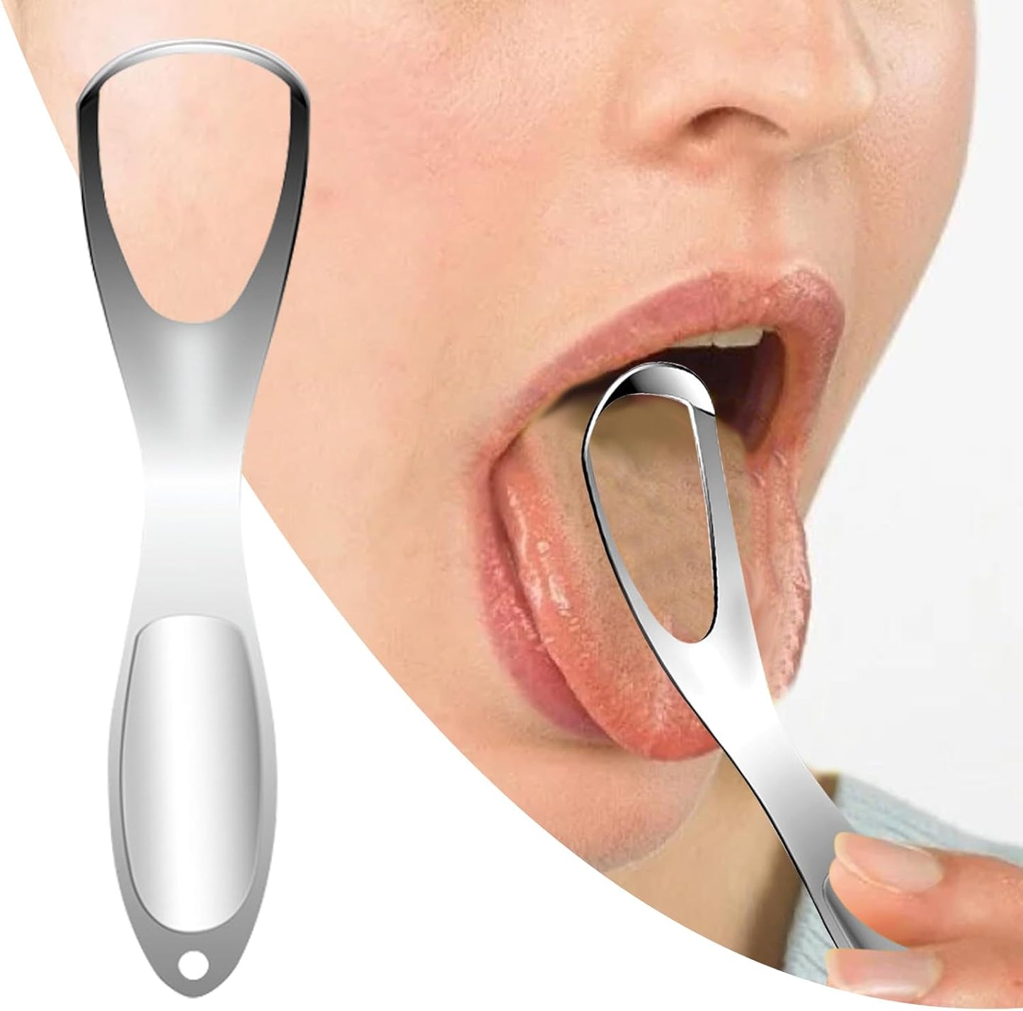 Tongue Scraper, Oral Care Cleaning Tool, Stainless Steel Material, Fan Shape Tongue Scraper Cleaner, Daily Breath Solution For Adults In Bathroom, 5.5 x 1 In, Silver, 1 Pack