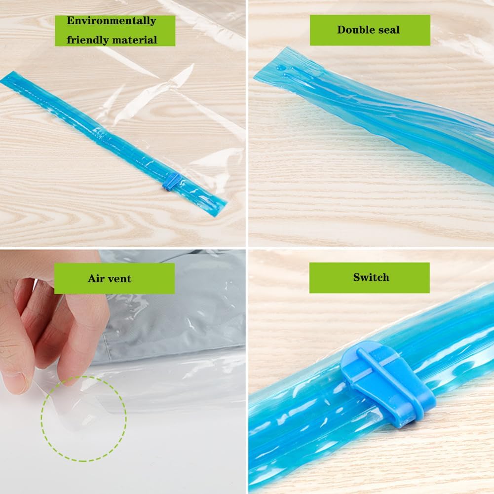Space-Saving Compression Bags - Essential Travel Accessories - No Vacuum or Pump Needed - Vacuum Storage Bags for Travel and Home Organization - Packing Organizers (10)