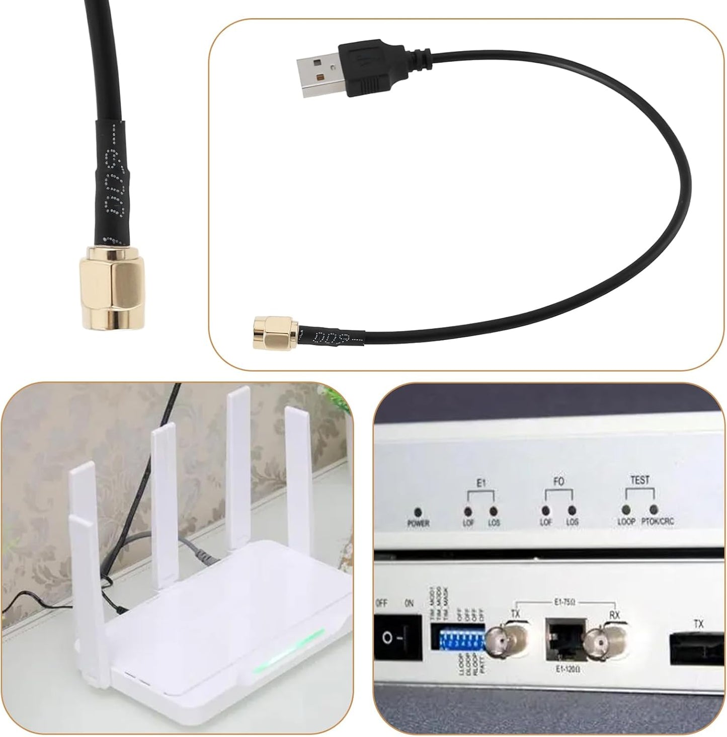 EMSea 2 Pieces SMA Male to USB Connector Coaxial Cable RG174 Connector Adapter Length 20 cm for Electronic Equipment Debugging Signal Transmission Wireless Equipment