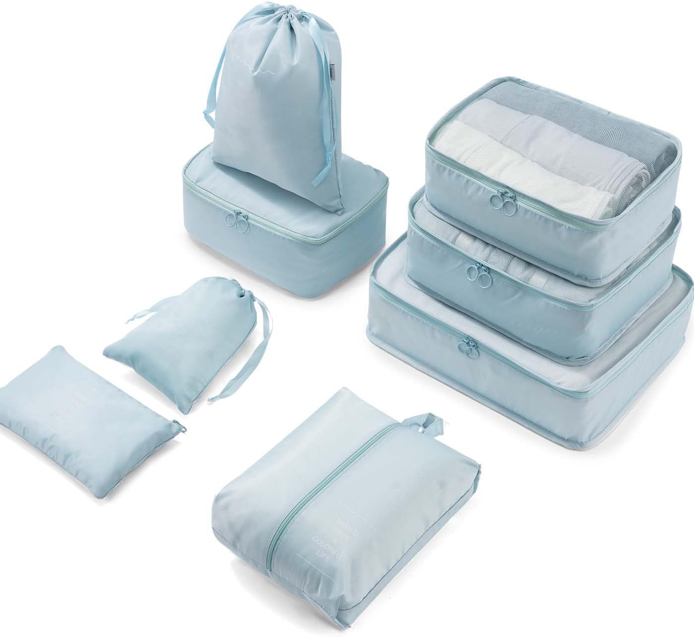 Meowoo 8 Sets Organizer Suitcase Organizer Suitcase Travel Organizer, blue