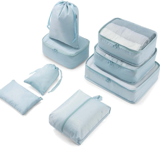 Meowoo 8 Sets Organizer Suitcase Organizer Suitcase Travel Organizer, blue