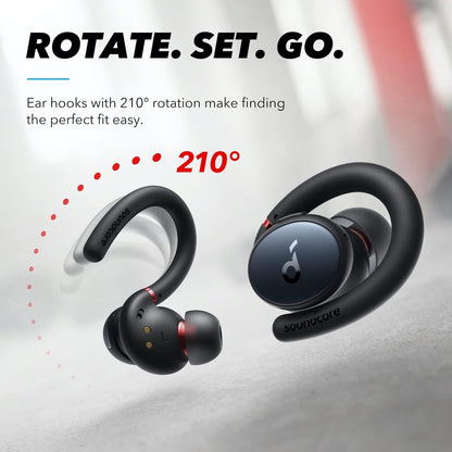 Soundcore by Anker, Soundcore Sport X10 True Wireless Bluetooth 5.2 Workout Headphones, Rotatable Ear Hooks, Deep Bass, IPX7 Waterproof, Sweatproof, 32H Play, Fast Charge, Sport Earbuds, Gym, Running