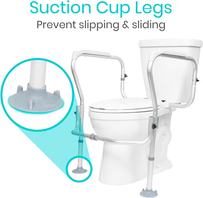 Vive Toilet Safety Rail Frame - Grab Bars for Bathroom - Fall Prevention - Adjustable Non Slip for Adults, Seniors, Elderly, Disabled, Handicapped - Padded Handle Support - Medical Device for Home Use