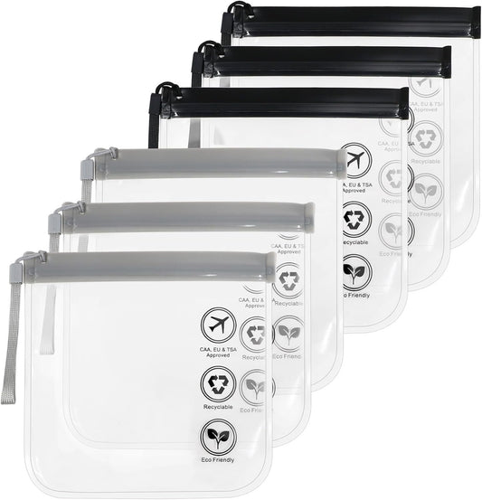 TSA Approved Liquid Bags, 6Pcs Leak Proof Quart Size Clear Liquids Bags for Toiletries, Waterproof TSA Approved Toiletry Bag for Travel for Carry-On