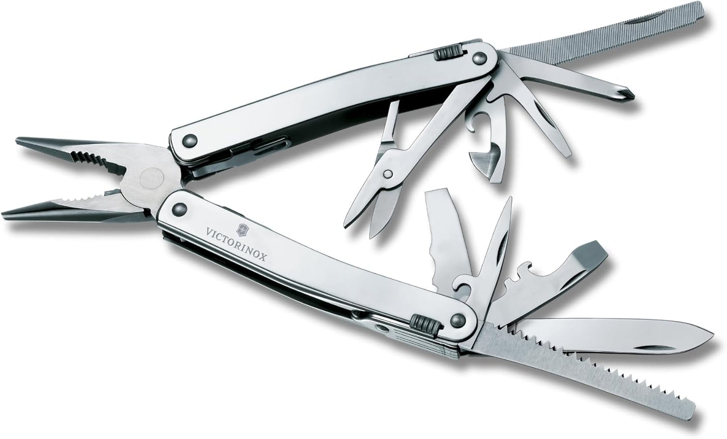 Victorinox Swiss Tool Spirit X Multi Tool, 24 Function Swiss Made with Locking Blade and Long-Nosed Pliers, incl. Leather Case - Silver