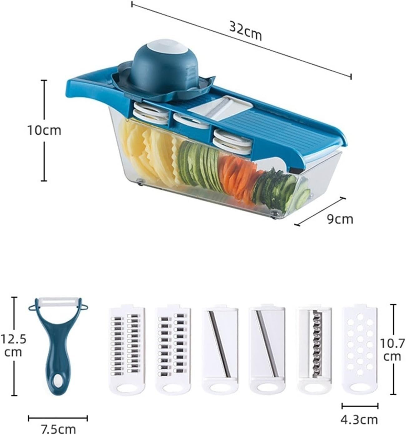 Affettatrice multifunzione per frutta grattugia 6 lame affettatrice set di utensili da cucina affettatrice per verdure gadget da cucina (rosso)