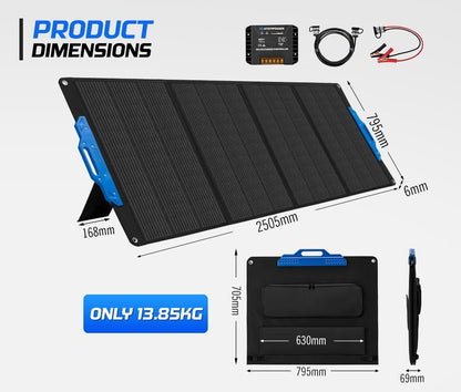 ATEM POWER 300W Portable Solar Panel with MPPT, Monocrystalline Foldable Solar Charger with Adjustable Kickstands, Magnetic Handles, for 12V Off-Grid RV Outdoor Camping