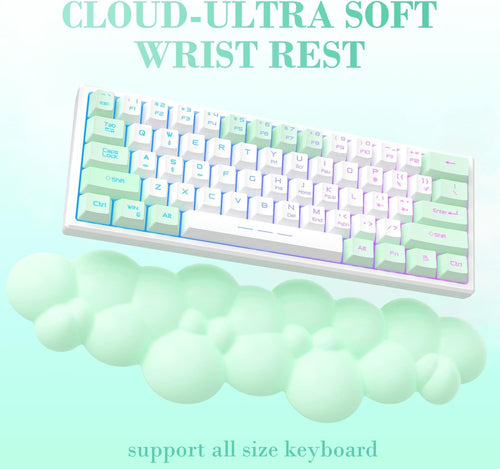 Attack Shark Light Green Cloud Soft Comfortable Keyboard Wrist Rest,Anti-Skid Ergonomic Wrist Support Keyboard,Desk Hand Rest TKL/Full Size Gaming Mechanical Keyboard,15.2x4.4x1.2 inch Palm Rest
