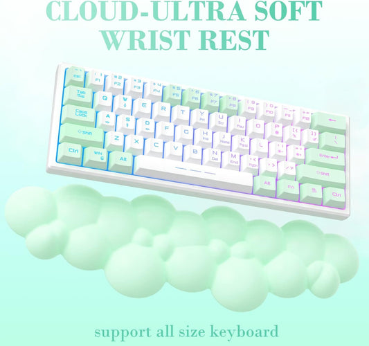 Attack Shark Light Green Cloud Soft Comfortable Keyboard Wrist Rest,Anti-Skid Ergonomic Wrist Support Keyboard,Desk Hand Rest TKL/Full Size Gaming Mechanical Keyboard,15.2x4.4x1.2 inch Palm Rest