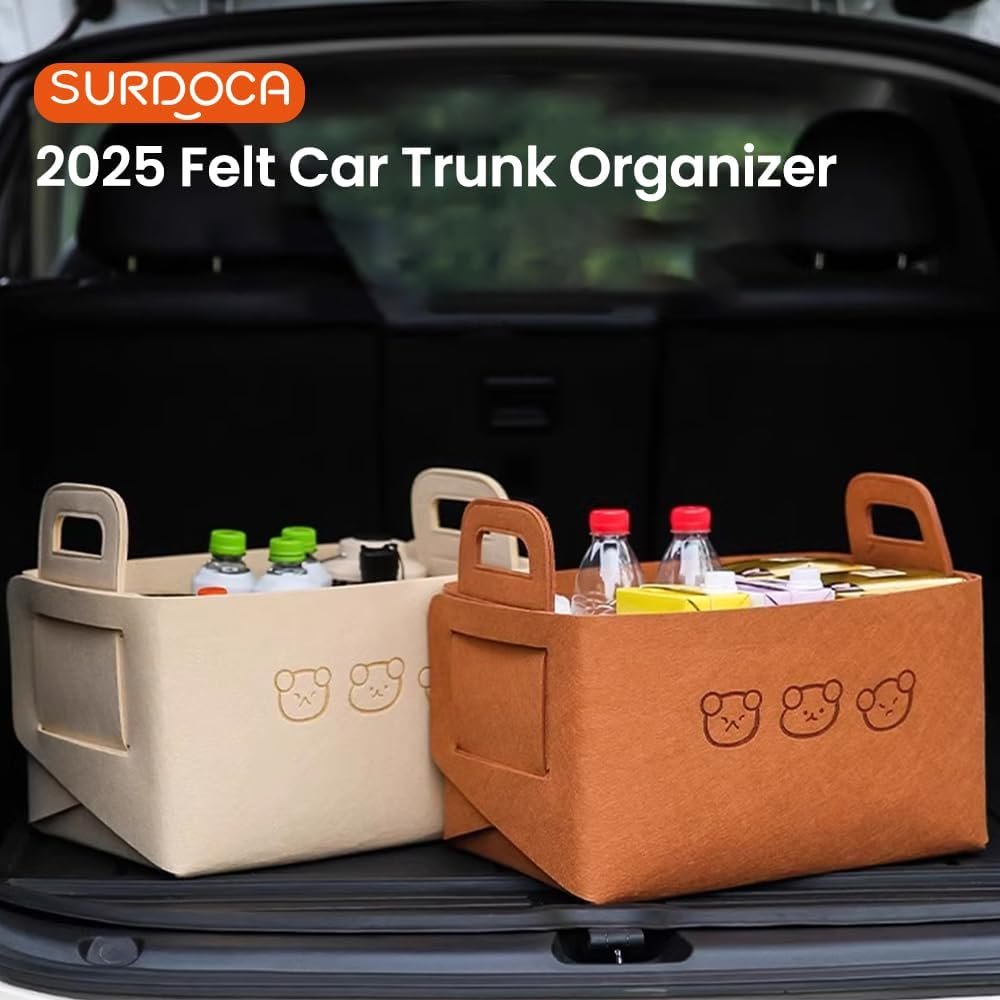 SURDOCA Felt Car Trunk Organizer - 19L Storage Box, Lightweight & Durable, Foldable Car Organizers and Storage - Multi-Purpose Auto Storage Bin for Car, and Home Use