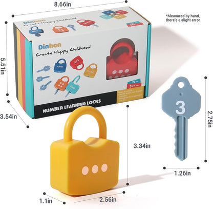 Dinhon Kids Learning Locks with Keys Numbers Matching & Counting Montessori Educational Toys for Ages 3 yrs+ Boys and Girls Preschool Games Gifts