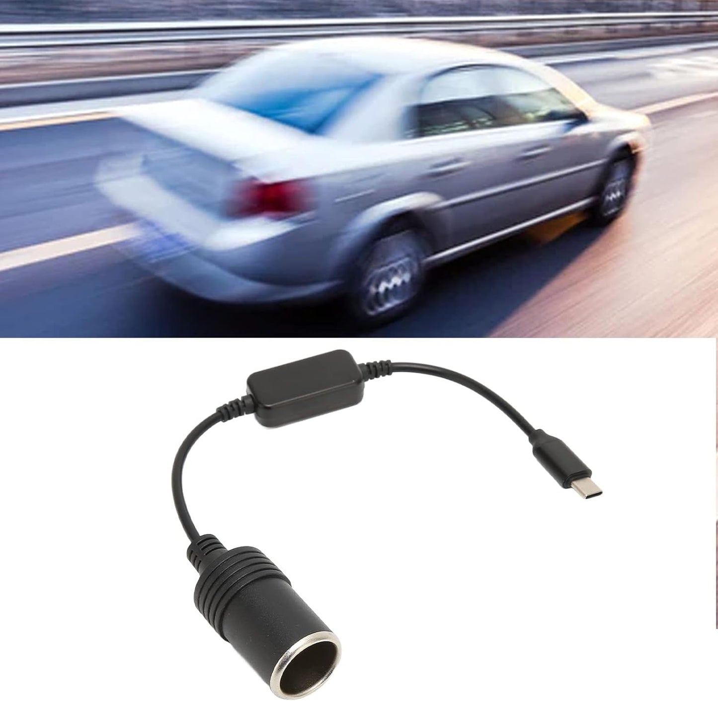 5 V USB C Male to 12 V Cigarette Lighter Socket for Car Female Cable Power Converter Power Adapter for Car Charger MP3 Player Phone Shaver Recorder