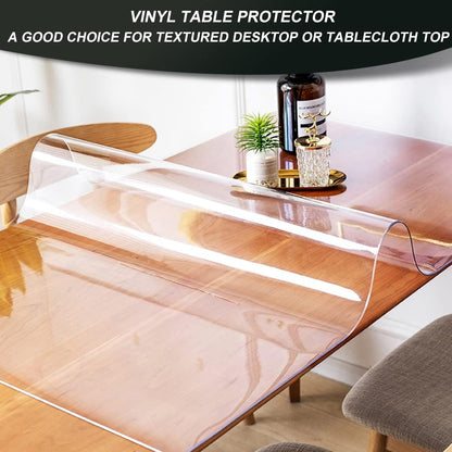 Waterproof Rectangle Vinyl 39x82 Inch Table Protector Clear Plastic PVC Table Cover Pad Office Desk Mat for Meeting Wood Coffee Glass Dining Outside Buffet Tabletop Bar Countertop Protection Durable