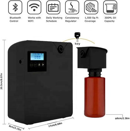 Smart Aroma Diffuser 300ml Large Area Fragrance Oil Nebulizing Scent Air Machine Auto Timer Fragrant Device for Hotel Home Bluetooth WiFi Control