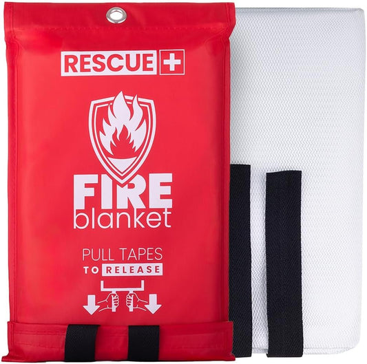 Rescue+ Emergency Fire Blanket for Home, Kitchen, Workplace & Travel, 40” x 40” Fiberglass Flame Retardant Safety Blanket, Fire Suppression for House, Camping, Car Emergencies - 1 Pack