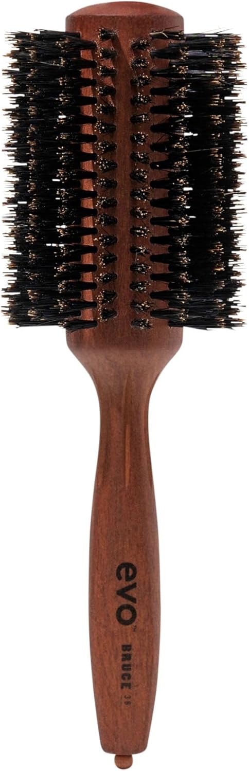 evo Bruce Natural Radial Hair Brush - Professional Bristle Brush for Styling & Polishing - Volumising Hair Brush
