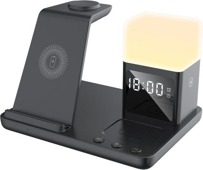 DGBAY 6 in 1 Charging Station with Clock, Samsung Wireless Charger with Night Light, 20W Fast Charger for Samsung Galaxy S25 S24 Ultra S23 S22, Watch 7/6/5/Pro, Galaxy Buds3 Pro