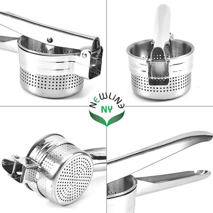 NEWLINE NY Stainless Steel Potato Presser Masher Ricer, Commercial Grade Tool to Press Mash Fruit or Food