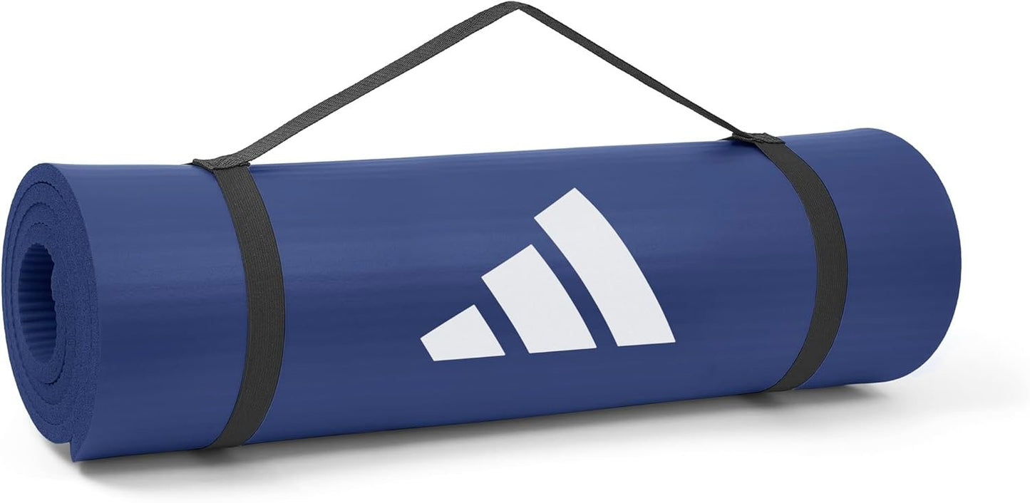adidas Fitness Mat 10mm - Non-Slip Yoga Mat, Home Gym Accessories, Exercise Mat with Carry Strap, Lightweight, Portable, Home Workout Solutions for Yoga, Pilates, Balance Training and Fitness