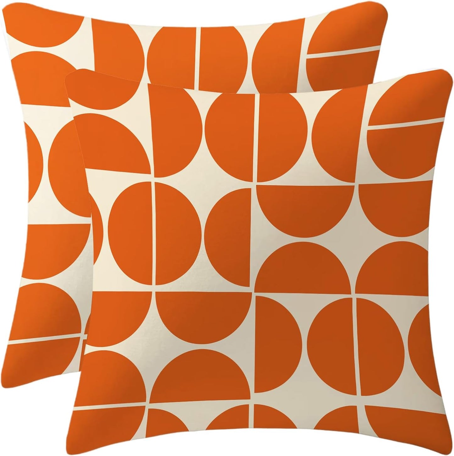 Orange Mid Century Pillow Covers 70s 80s Retro Throw Pillow Covers Morden Abstract geometric Decorative Square Cushion Case for Sofa Bedroom Car 18x18 Inch