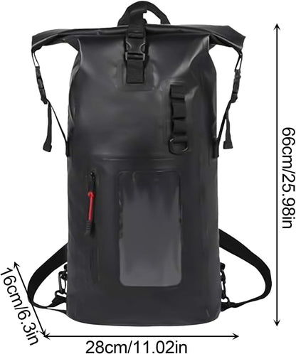 Dry Backpack, Waterproof Bags Backpack, 11.02x6.3x25.98 Inches Large Capacity Portable Storage, Camping Gear Bag for Swimming, Kayaking, Boating, Beach and Outdoor Travel, Black, Refer to description