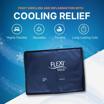 FlexiKold Gel Ice Pack (Standard Large: 26.5 cm X 36.8 cm) Ice Pack for Injuries, Reusable Cold Pack for Back Pain Relief, Migraine Relief Pad, After Surgery Comfort, Postpartum essentials, Headache, Shoulder, Ankle, Neck, Hip - 6300-COLD by NatraCure