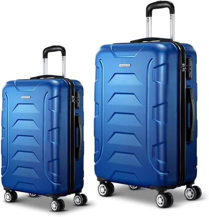 Wanderlite 2-Piece Luggage Set (55cm & 75cm), ABS Hard Shell Suitcases with TSA Lock, 360Â° Dual Spinner Wheels - Blue