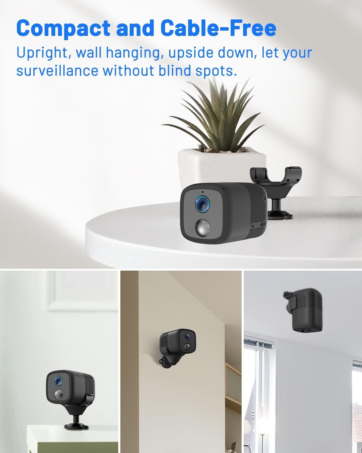 Wireless Security Camera WiFi, UCOCARE Home Security Camera Indoor, Longer Battery Life, 2MP/1080P Wire-Free Portable, Smart Human Detection, 160Â° Viewing Angle, 2-Way Talk, 10M Night Vision