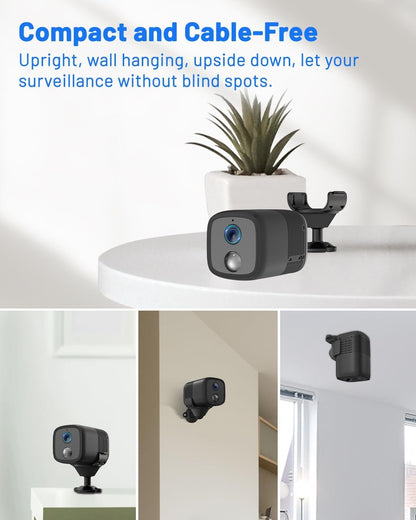 Wireless Security Camera WiFi, UCOCARE Home Security Camera Indoor, Longer Battery Life, 2MP/1080P Wire-Free Portable, Smart Human Detection, 160Â° Viewing Angle, 2-Way Talk, 10M Night Vision