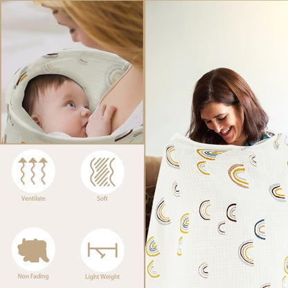 Nursing Cover Breathable Privacy Breastfeeding Cover Lightweight Portable Nursing Cover Soft Comfortable Cotton Breastfeeding Cover Multipurpose Nursing Apron for Mom 100x65cm