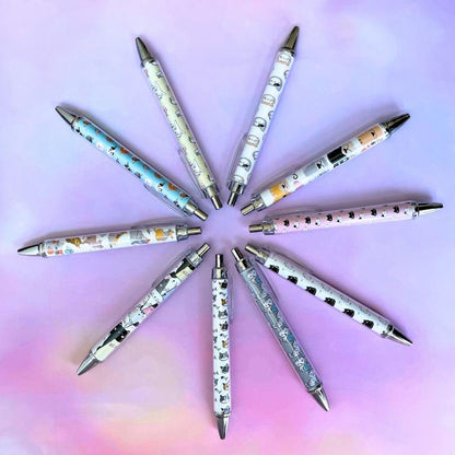 10PC Cat Ink Pens Set Cute Kawaii Funny Cats Kitty Themed Paw Ballpoint Gel Pen School Stationary Notebook Diary For Women Lovers Office Worker Supplies Stuff Clipboard Decor Desk Accessories Gifts