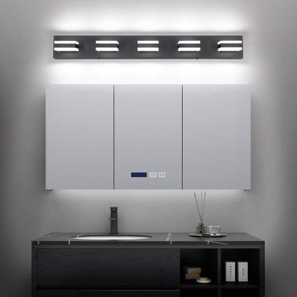 SOLFART Dimmable LED Modern Black Bathroom Vanity Lights Over Mirror 5 Lights Acrylic Bath Wall Lighting S8568 (5 Lights)