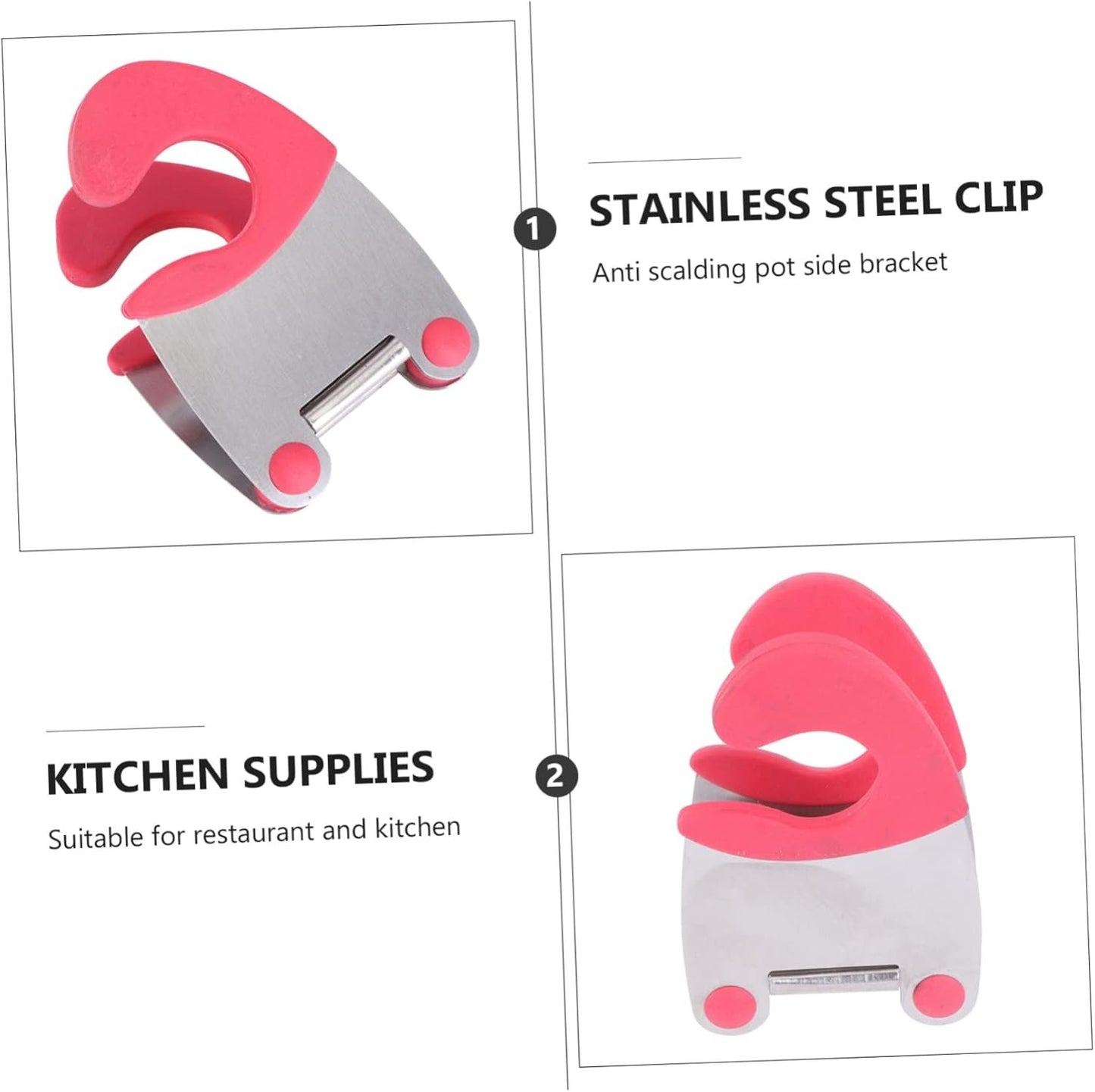 BESPORTBLE 2 Pezzi Porta Utensili in Acciaio Inox con Clip per Cucchiaio - Gadget Pratico per Ristorante e Casa - Rosso Ideale per Organizzare La Tua Cucina