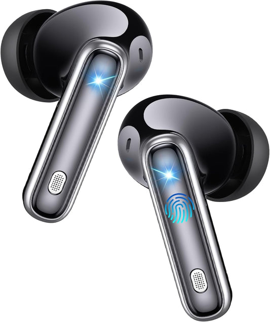 Wireless Earbuds, Bluetooth 5.4 Headphones HiFi Stereo with 4 HD Mics, 2025 Active Noise Cancelling Earbuds, 36H Playtime and LED Display in Ear Earphones, IP7 Waterproof Wireless Headphones, Black