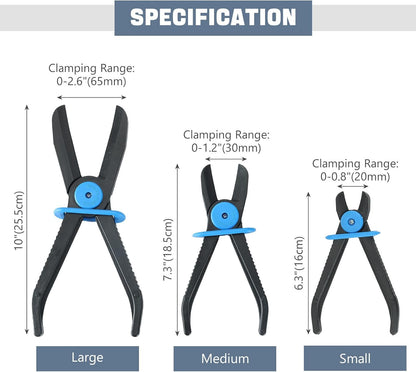 DASBET Straight Hose Pliers Set Fuel Line Clamps, 3 Sizes for Fuel, Brake, Gas Lines, Coolant Hoses (3pcs Straight)