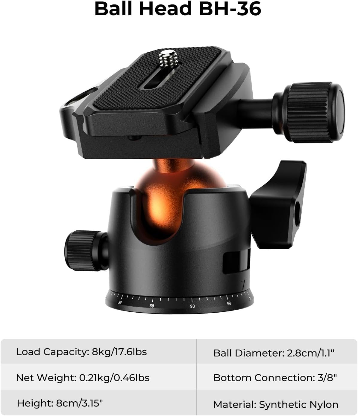 K&F Concept 64 inch/163cm Camera Tripod,Lightweight Travel Outdoor DSLR Tripods with 360 Degree Ball Head Load Capacity 8kg/17.6lbs,Cellphone Clip for Smartphone Live Streaming Vlog K234A0+BH-28L