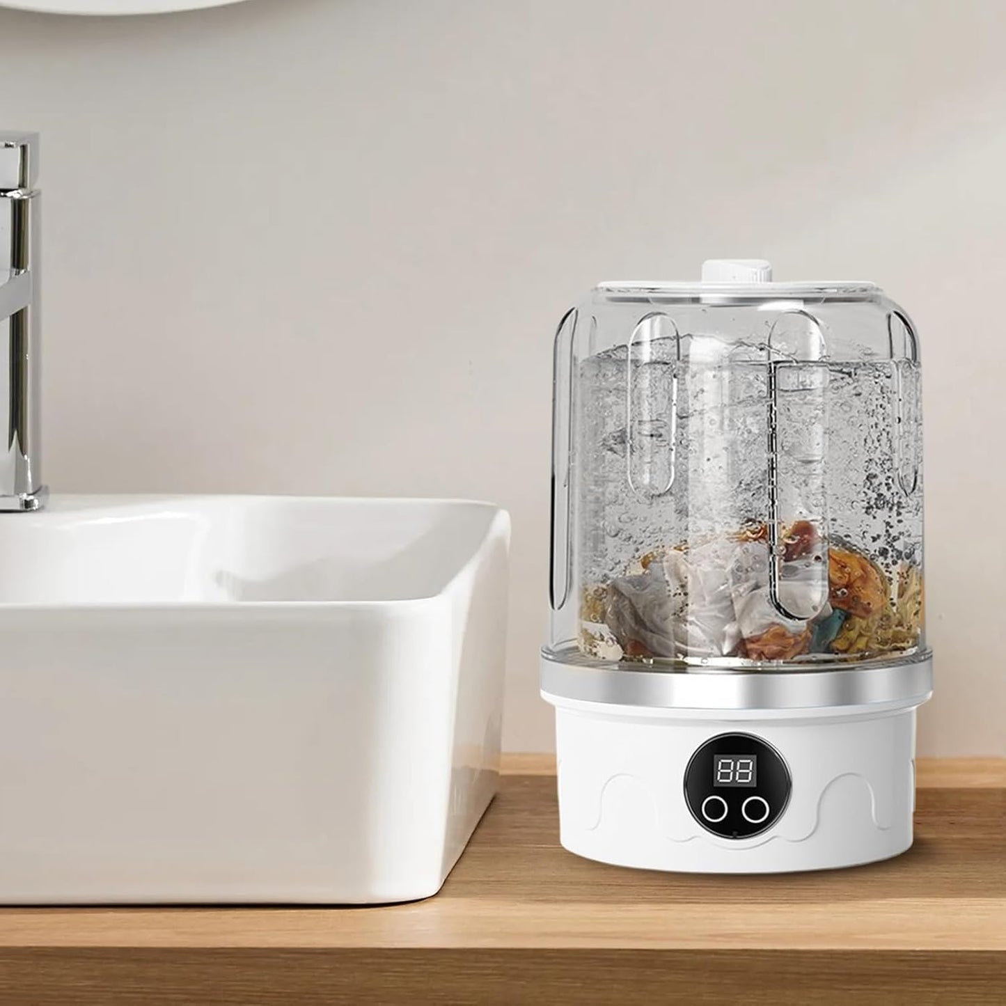 Travel Washer, Portable Panty Washing Machine with 3 Cleaning Modes, Compact Lightweight Underwear Washer for Apartment, Camping, RV, Dormitory, Laundry Convenience