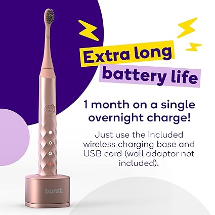 BURST Original Sonic Electric Toothbrush for Adults (Black) | Soft Bristle Deep Clean Stain & Plaque Removal | 3 Modes: Teeth Whitening, Sensitive & Massage
