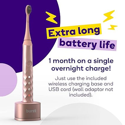 BURST Original Sonic Electric Toothbrush for Adults (Black) | Soft Bristle Deep Clean Stain & Plaque Removal | 3 Modes: Teeth Whitening, Sensitive & Massage
