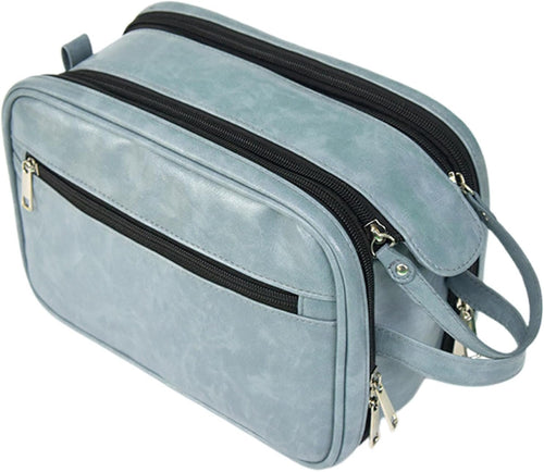 Humdcdy Hygiene Bag for Men, Waterproof PU Shaving Bag for Men, Reusable Men Cosmetic Bag, Toiletry Organizer, Large Travel Toilet Bags for Men Travelling, Blue, Refer to description, Unisex
