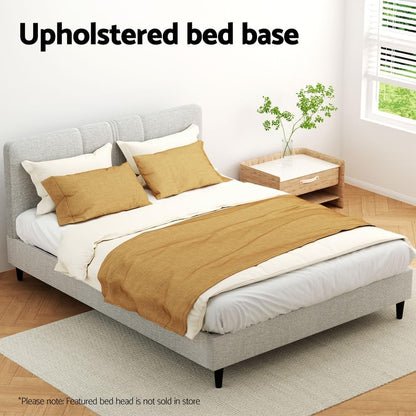 Artiss Double Bed Frame Platform Wooden Base Beds with Storage Bedroom Room Decor Home Furniture, Upholstered with Faux Linen Fabric + Foam + Wood, Modern Design Beige
