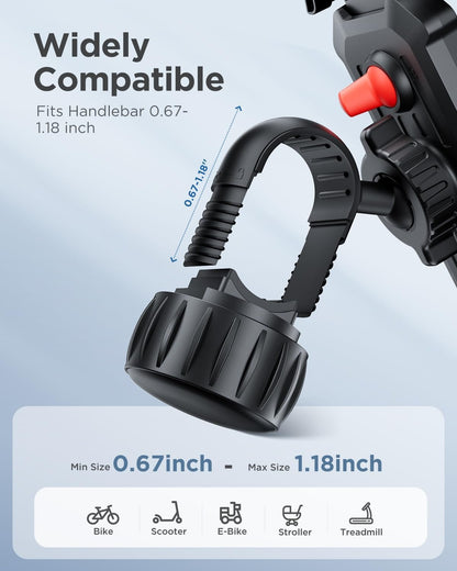 VUP Bike Phone Mount [Anti Vibration],360 Adjustable Phone Holder for Bike,Dirt Bike Accessories - ATV Scooter Clamp for iPhone Samsung Galaxy 4.7-7 Cell Phone