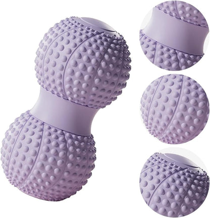 Peanut Massage Ball, Double Lacrosse Massage Roller Ball for Back Neck Shoulder Spine Legs HIPS, Myofascial Release, Trigger Points, Muscle Knots, and Yoga Therapy (Purple)