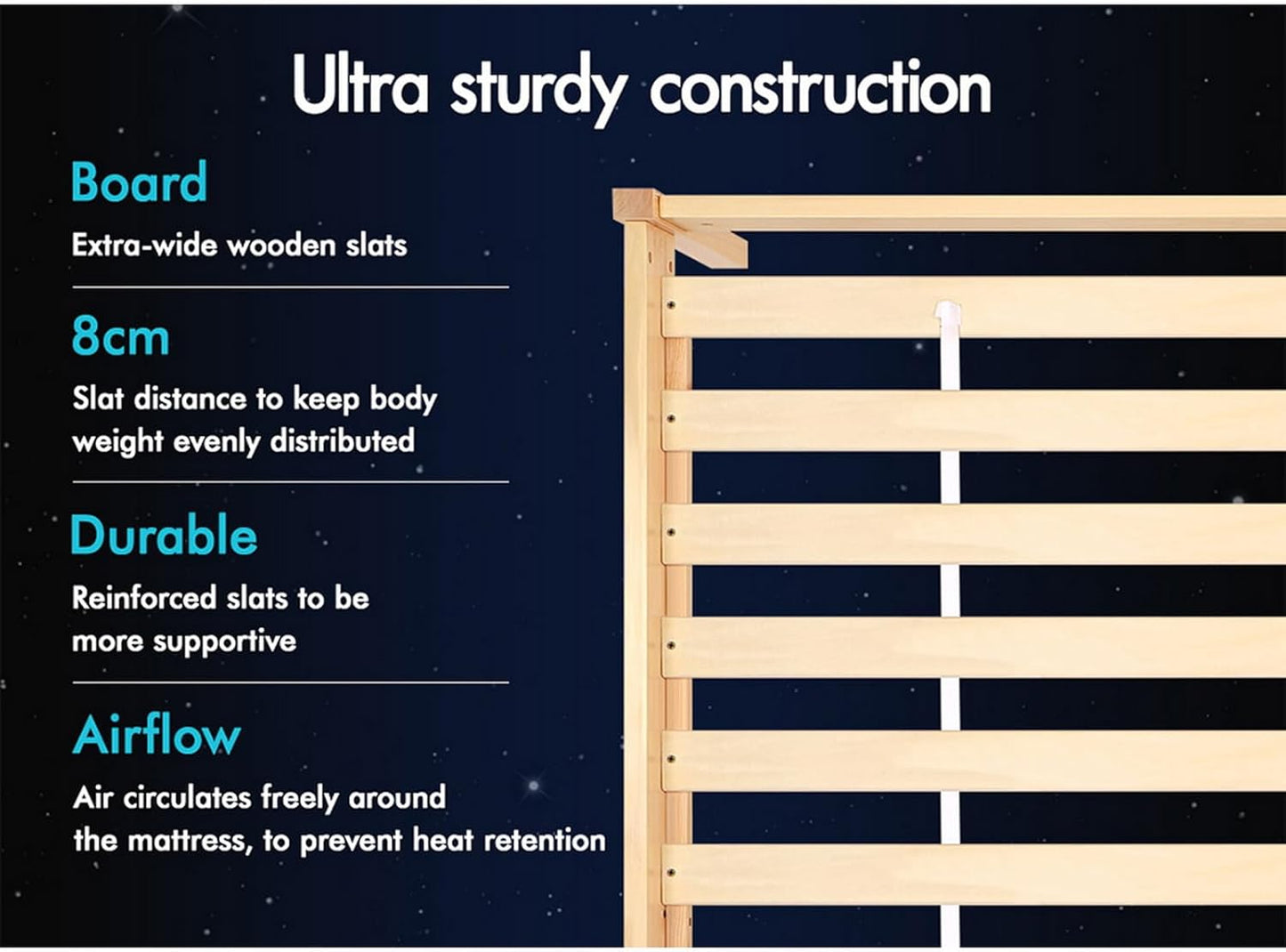 ALFORDSON Queen Bed Frame Wooden Bed Base with Solid Wood Pine Timber Slats, Oak Bed Foundation Mattress Base Platform with Storage Space, Beatrix Series Bedroom Furniture