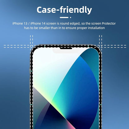 NEW'C 3 Pack Designed for iPhone 14, iPhone 13, iPhone 13 Pro Screen Protector (6.1 inches), Tempered Glass,Case Friendly Scratch-proof, Bubble Free, Ultra Resistant